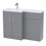 Modern Splash 1100mm Satin Grey 2 Door Floor Standing Left-Hand Combination Unit With Polymarble Basin
