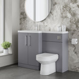Modern Splash 1100mm Satin Grey 2 Door Floor Standing Left-Hand Combination Unit With Polymarble Basin