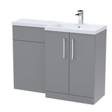 Modern Splash 1100mm Satin Grey 2 Door Floor Standing Right-Hand Combination Unit With Polymarble Basin