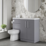 Modern Splash 1100mm Satin Grey 2 Door Floor Standing Right-Hand Combination Unit With Polymarble Basin