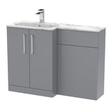 Modern Splash 1100mm Satin Grey 2 Door Floor Standing Left-Hand Combination Unit With Stone Basin