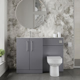 Modern Splash 1100mm Satin Grey 2 Door Floor Standing Left-Hand Combination Unit With Stone Basin