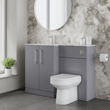 Modern Splash 1100mm Satin Grey 2 Door Floor Standing Left-Hand Combination Unit With Stone Basin