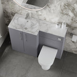 Modern Splash 1100mm Satin Grey 2 Door Floor Standing Left-Hand Combination Unit With Stone Basin