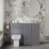 Modern Splash 1100mm Satin Grey 2 Door Floor Standing Right-Hand Combination Unit With Stone Basin