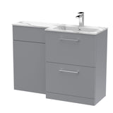Modern Splash 1100mm Satin Grey 2 Drawer Floor Standing Right-Hand Combination Unit With Stone Basin