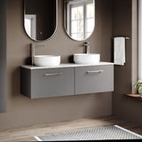 Modern Splash 1200mm Satin Grey 2 Drawer Wall Hung Vanity Unit With Bellato Grey Worktop