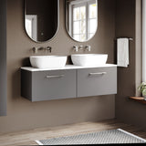 Modern Splash 1200mm Satin Grey 2 Drawer Wall Hung Vanity With Carrara Laminate Worktop