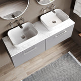 Modern Splash 1200mm Satin Grey 2 Drawer Wall Hung Vanity With Carrara Laminate Worktop