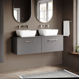 Modern Splash 1200mm Slate Grey  2 Drawer Wall Hung Vanity Unit With Co-ordinating Worktop