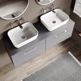Modern Splash 1200mm Slate Grey  2 Drawer Wall Hung Vanity Unit With Co-ordinating Worktop