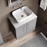 Modern Splash 600mm Satin Grey   2 Door Wall Hung Vanity Unit With Bellato Grey Worktop