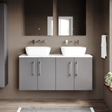 Modern Splash 1200mm Satin Grey  2 Door Wall Hung With Carrara Laminate Worktop Vanity With Carrara Laminate Worktop