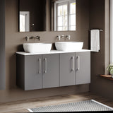 Modern Splash 1200mm Satin Grey  2 Door Wall Hung With Carrara Laminate Worktop Vanity With Carrara Laminate Worktop