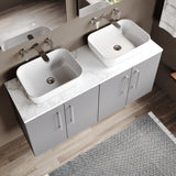 Modern Splash 1200mm Satin Grey  2 Door Wall Hung With Carrara Laminate Worktop Vanity With Carrara Laminate Worktop