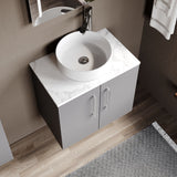 Modern Splash 600mm Satin Grey 2 Door Wall Hung Vanity Unit With Carrara Laminate Worktop