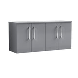 Modern Splash 1200mm Slate Grey  4 Door Wall Hung Vanity Unit With Co-ordinating Worktop