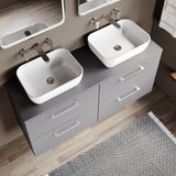 Modern Splash 1200mm Slate Grey  4 Drawer Wall Hung Vanity Unit With Co-ordinating Worktop