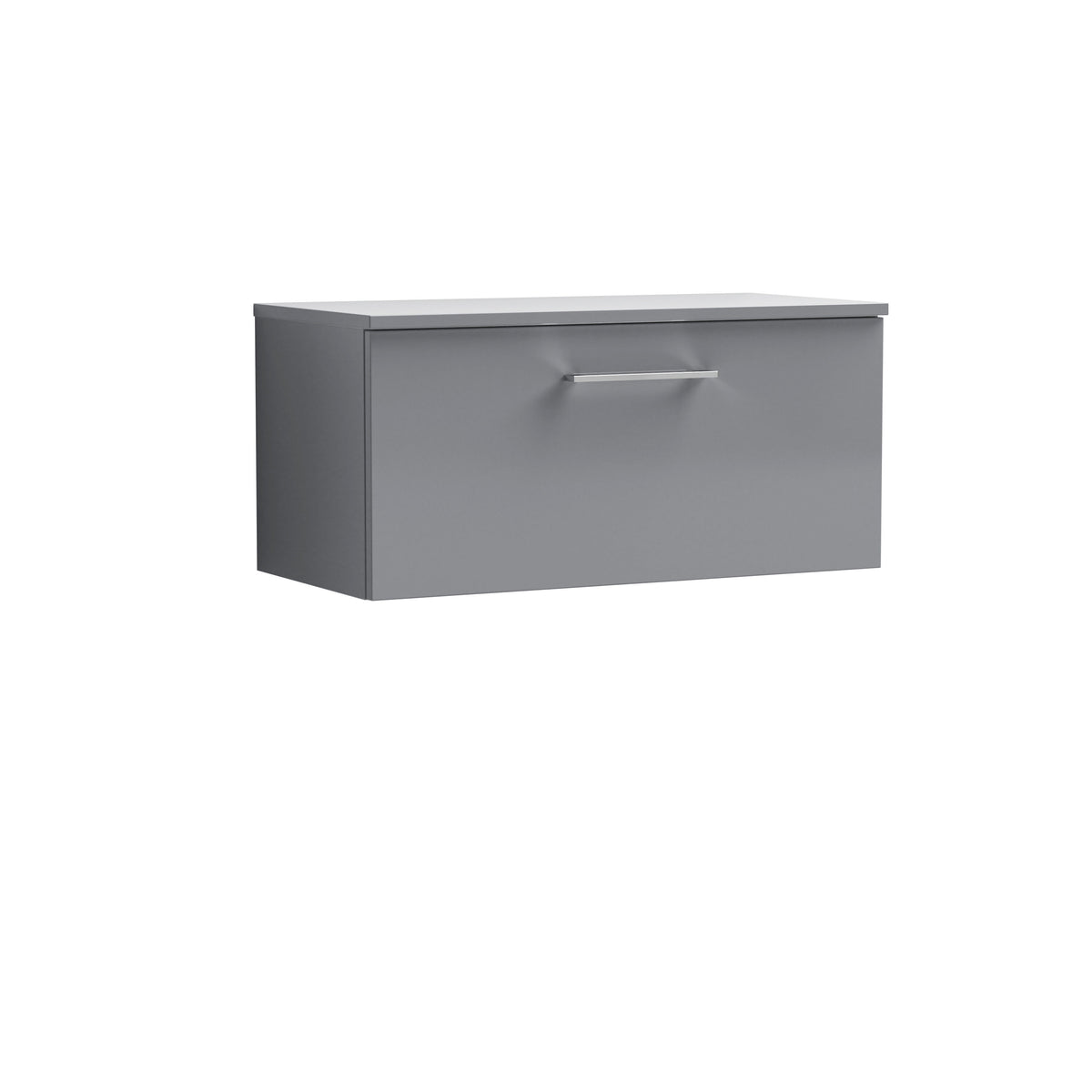 Modern Splash 805mm Satin Grey 1 Drawer Wall Hung Vanity Unit With Co-ordinating Worktop