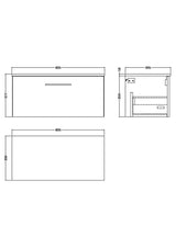 Modern Splash 805mm Satin Grey 1 Drawer Wall Hung Vanity Unit With Co-ordinating Worktop