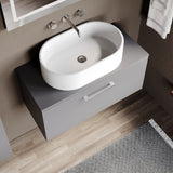 Modern Splash 805mm Satin Grey 1 Drawer Wall Hung Vanity Unit With Co-ordinating Worktop