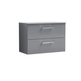 Modern Splash 805mm Satin Grey  2 Drawer Wall Hung Vanity Unit With Co-ordinating Worktop