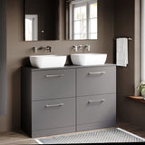 Modern Splash 1200mm Slate Grey 4 Drawer Floor Standing Vanity Unit With Co-ordinating Worktop