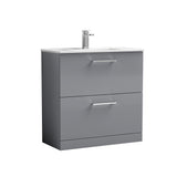 Modern Splash 800mm Satin Grey 2 Drawer Floor Standing Vanity Unit With Minimalist Basin