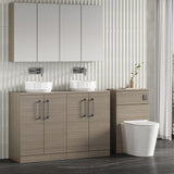 Modern Splash 1200mm Solace Oak2 Door Floor Standing Vanity Unit With Co-ordinating Worktop