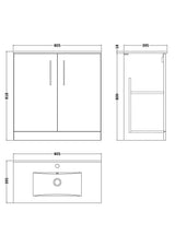 Modern Splash 800mm Solace Oak 2 Door Floor Standing Vanity Unit With Minimalist Basin