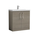 Modern Splash 800mm Solace Oak 2 Door Floor Standing Vanity Unit With Thin Edge Basin