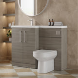 Modern Splash 1100mm Solace Oak 2 Door Floor Standing Left-Hand Combination Unit With Polymarble Basin