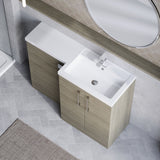 Modern Splash 1100mm Solace Oak 2 Door Floor Standing Right-Hand Combination Unit With Polymarble Basin