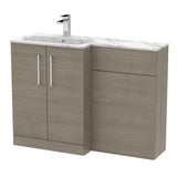 Modern Splash 1100mm Solace Oak 2 Door Floor Standing Left-Hand Combination Unit With Stone Basin