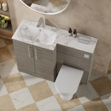Modern Splash 1100mm Solace Oak 2 Door Floor Standing Left-Hand Combination Unit With Stone Basin