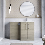 Modern Splash 1100mm Solace Oak 2 Door Floor Standing Right-Hand Combination Unit With Stone Basin