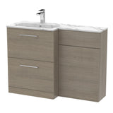 Modern Splash 1100mm Solace Oak 2 Drawer Floor Standing Left-Hand Combination Unit With Stone Basin