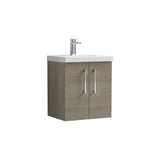 Modern Splash 500mm Solace Oak 2 Door Wall Hung Vanity Unit With Mid-Edge Basin