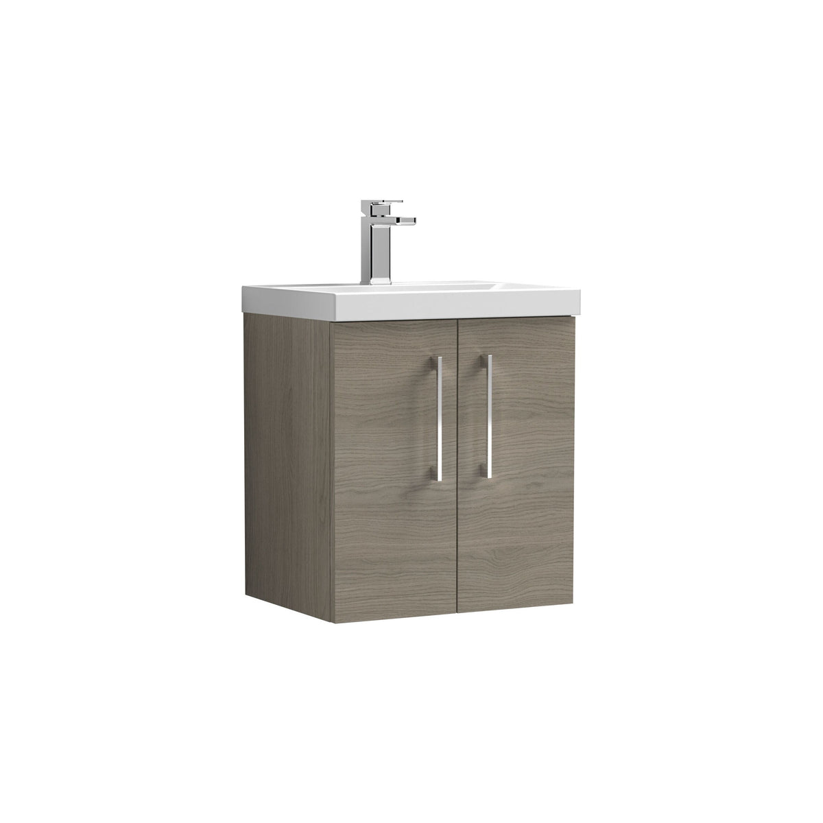 Modern Splash 500mm Solace Oak 2 Door Wall Hung Vanity Unit With Thin Edge Basin