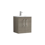 Modern Splash 500mm Solace Oak 2 Door Wall Hung Vanity Unit With Curved Basin