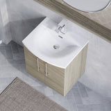 Modern Splash 500mm Solace Oak 2 Door Wall Hung Vanity Unit With Curved Basin
