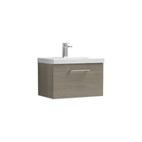 Modern Splash 600mm Solace Oak 1 Drawer Wall Hung Vanity Unit With Mid-Edge Basin
