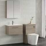 Modern Splash 600mm Solace Oak 1 Drawer Wall Hung Vanity Unit With Minimalist Basin