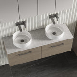 Modern Splash 1200mm Solace Oak 2 Drawer Wall Hung Vanity Unit With Bellato Grey Worktop
