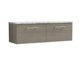Modern Splash 1200mm Solace Oak 2 Drawer Wall Hung Vanity With Carrara Laminate Worktop