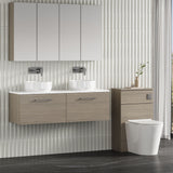 Modern Splash 1200mm Solace Oak 2 Drawer Wall Hung Vanity With Carrara Laminate Worktop