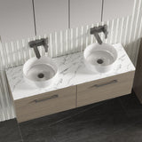Modern Splash 1200mm Solace Oak 2 Drawer Wall Hung Vanity With Carrara Laminate Worktop