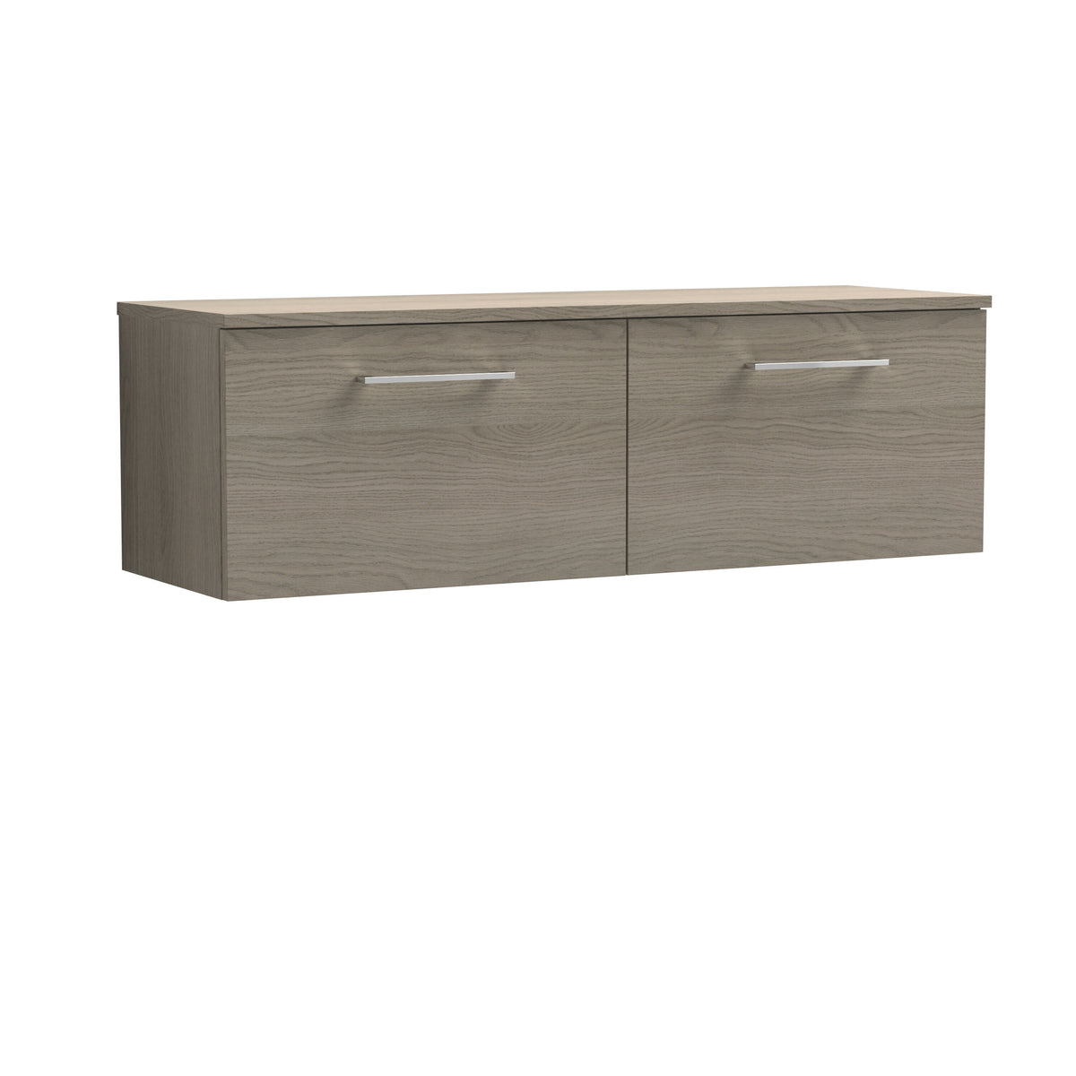 Modern Splash 1200mm Solace Oak 2 Drawer Wall Hung Vanity Unit With Co-ordinating Worktop