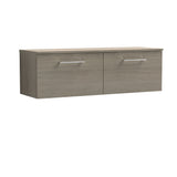 Modern Splash 1200mm Solace Oak 2 Drawer Wall Hung Vanity Unit With Co-ordinating Worktop