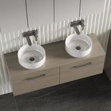Modern Splash 1200mm Solace Oak 2 Drawer Wall Hung Vanity Unit With Co-ordinating Worktop
